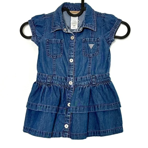 Guess | Dresses | Guess Blue Baby Ruffle Denim Jean Dress 24m | Poshmark